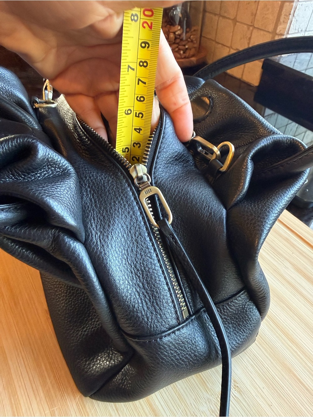 HOBO Black Pebbled Leather Shoulder Bag with Top Handles - Picture 14 of 14